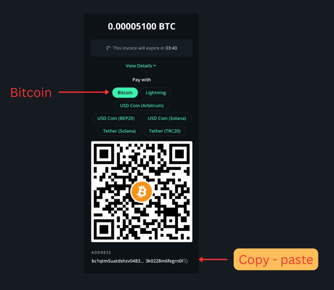Solution: Copy-paste Address and Amount