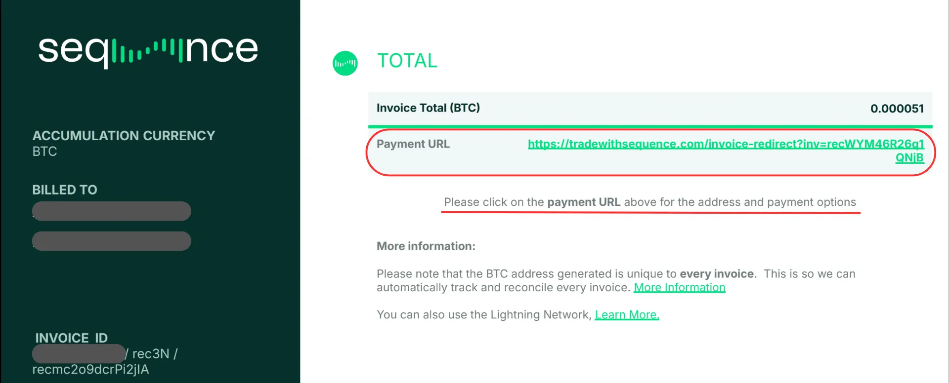 💡 Tip: If the Payment URL shows a line break, be sure to copy the full link before opening it — otherwise, the page won’t load correctly